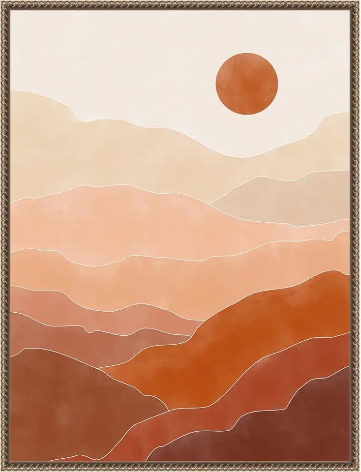 Amanti Art Framed Canvas Wall Art 30x23 Terracotta No 37 by Elena Ristova, Framed Wall Art Canvas, Abstract Artwork, Traditional Decor, Large Poster Painting for Living Room, Bedroom, Bathroom,