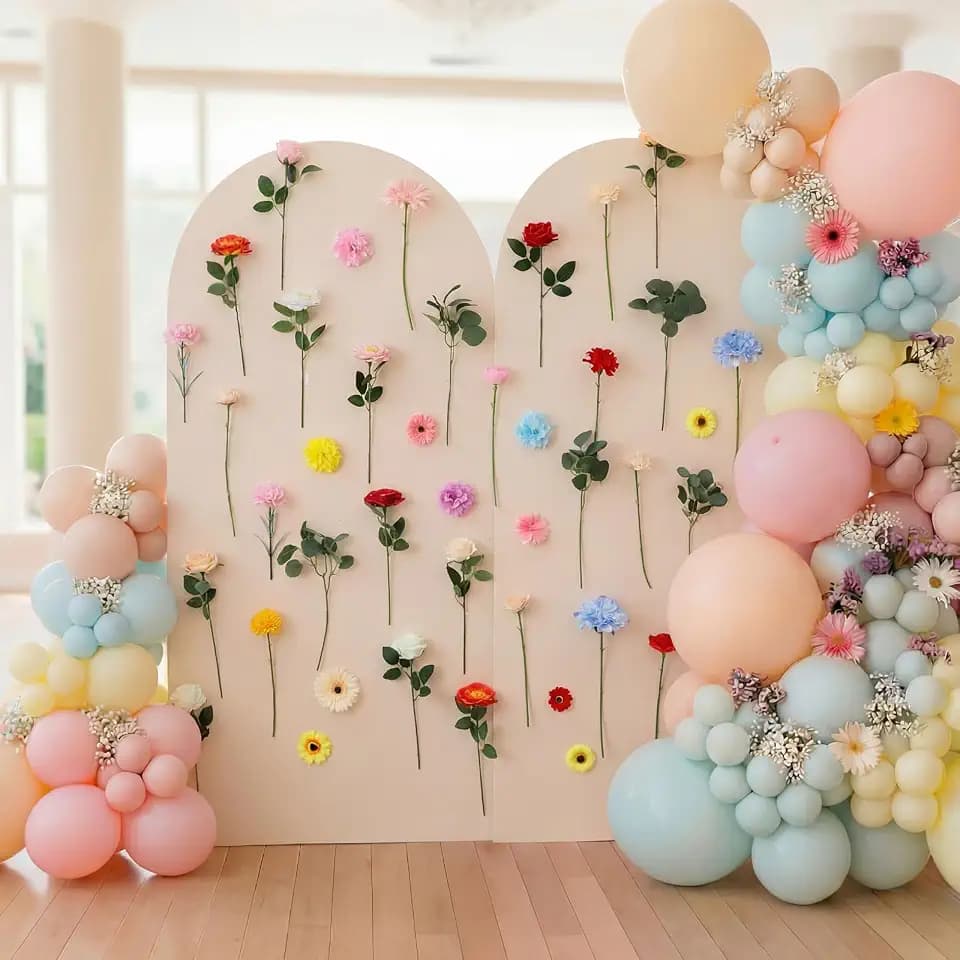 35 Pcs Wildflower Backdrop Artificial Flower Wall Decor Fake Floral Hanging Decorations for Wedding Bridal Shower Birthday Party Home Supplies(Pastel)