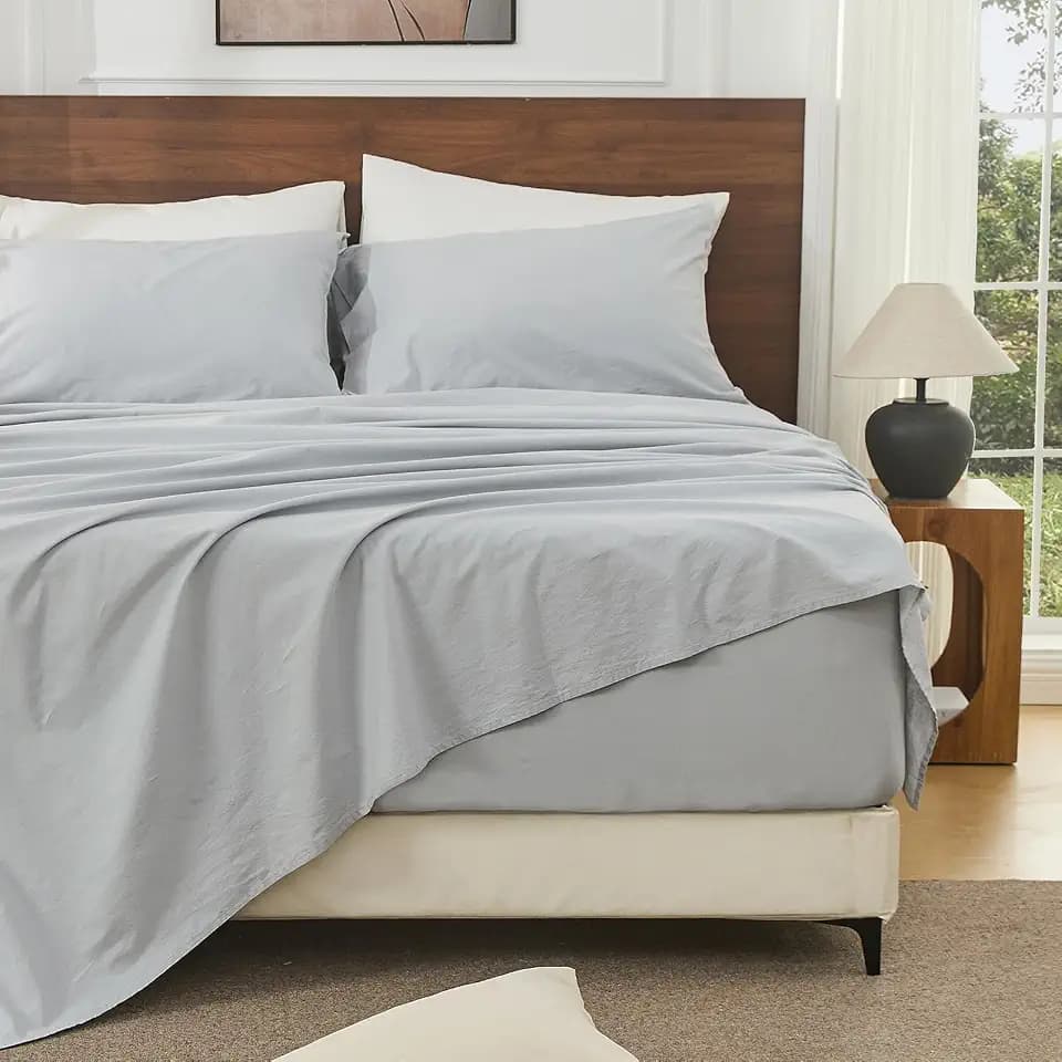 Bedlifes 100% French Linen Queen Bedding Set – 18-24" Extra Deep, 4-Piece