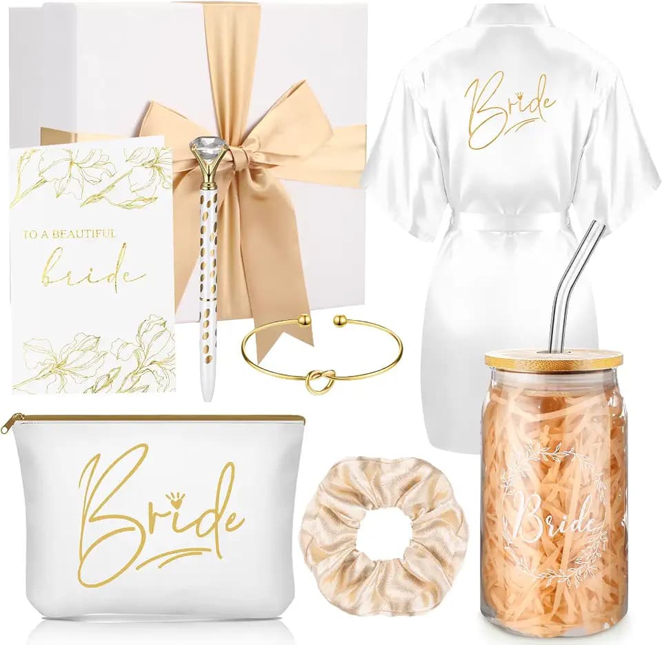 8 Pcs Bride Gifts Set for Bridal Shower Bachelorette Wedding Day,White