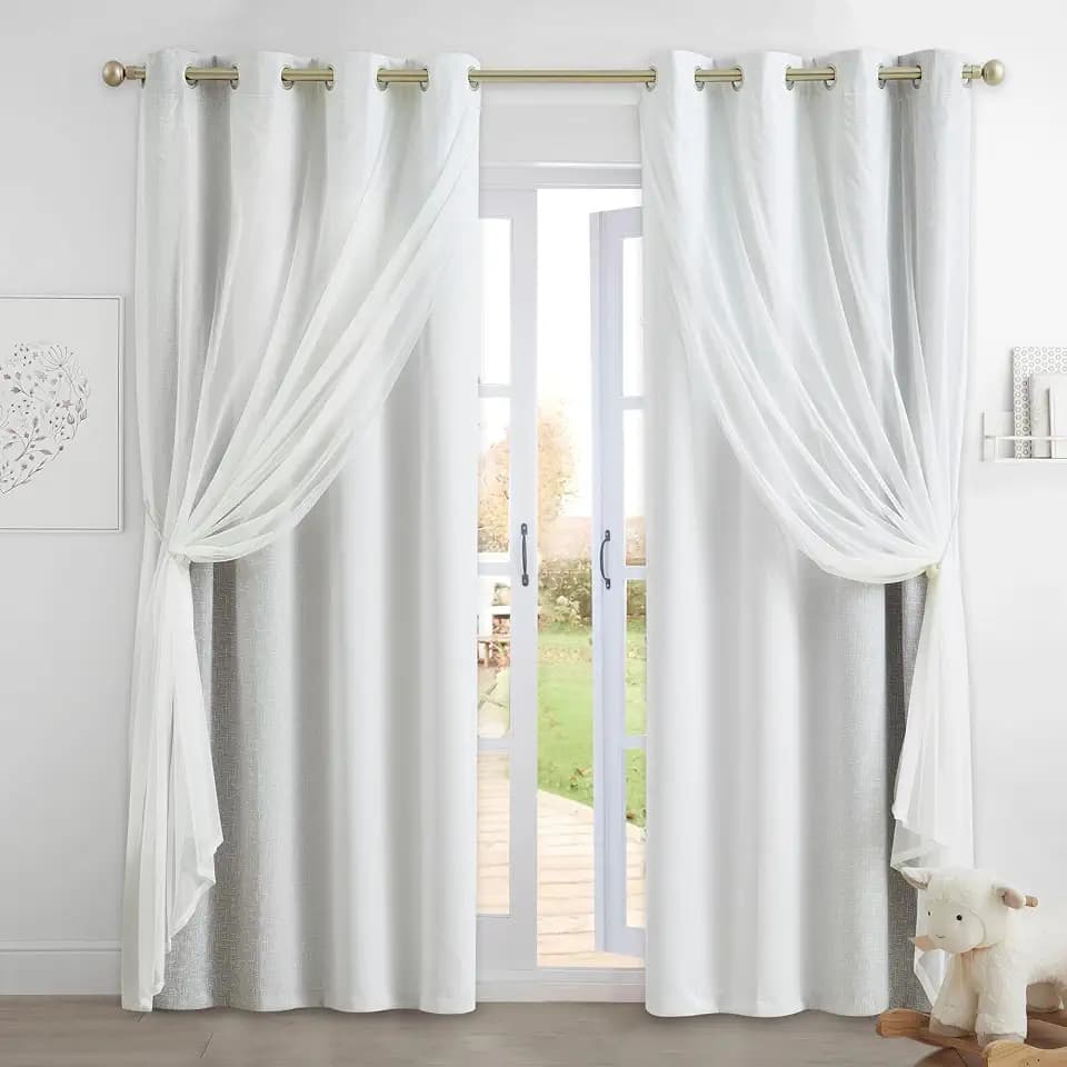 Ombre 100% Blackout Curtains Bedroom Grey White 52x84 2 Panels