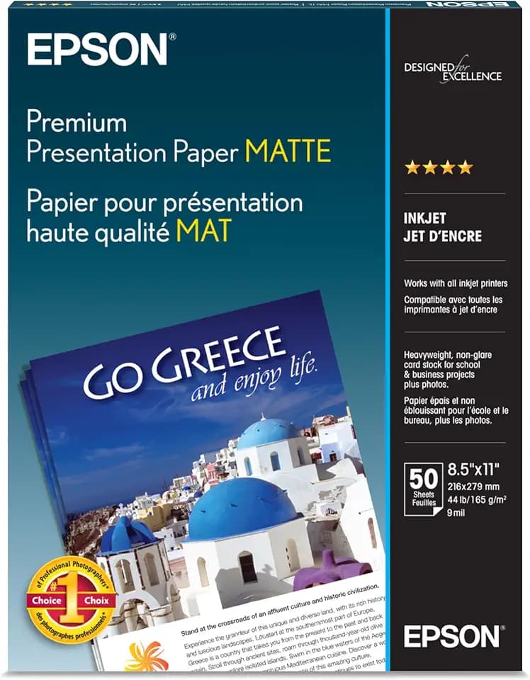 Epson Premium Presentation Paper Matte Letter Size 8.5x11 50 sheets S041257