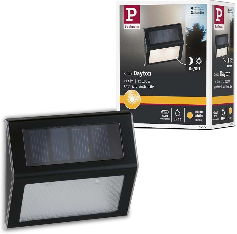 Paulmann 94234 Solar Stufenleuchte/Treppenleuchte LED Außenleuchte incl. 1x0,05 Watt Anthrazit Kunststoff 3000 K Warmweiß