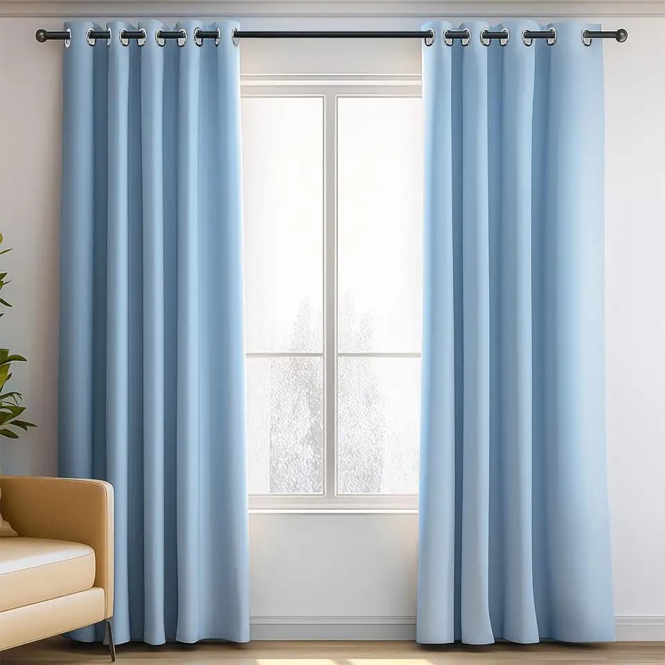 ORINOVA Blue Living Room Darkening Blackout Curtains 42x84 Inch Long for Bedroom Thermal Grommet Curtains for Windows with 2 Panels