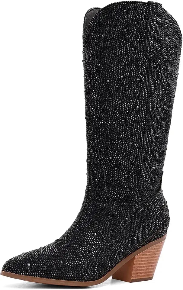Rhinestone Cowboy Boots for Women Sparkly Ankle Cowgirl Boots