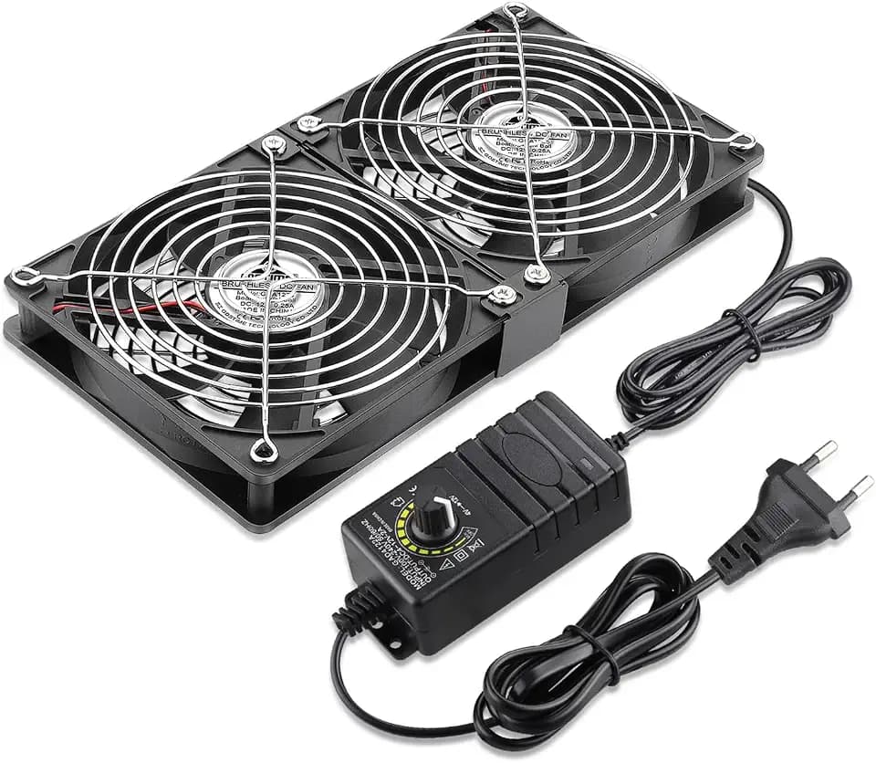 GDSTIME Gehäuselüfter 240mm 230V Dual Lüfter 2 x 120mm PC Lüfter Regelbar