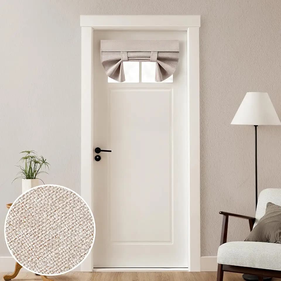 HOMEIDEAS 100% Blackout Linen Door Curtains for French Door 26x20 Inch