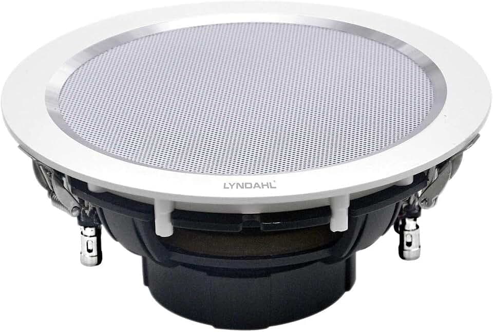 Lyndahl CS195ST Stereo-Einbaulautsprecher weiß mit edlem Alurahmen zum Einbau in Decken und Trockenbau für tollen Klang auch bei wenig Platz