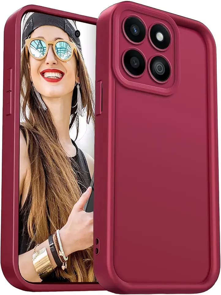 Hülle für Motorola Moto Edge 60 Fusion 5G Handyhülle - Silikon Schutzhülle Stoßfest Kameraschutz Camera Protection Case Weiche TPU Bumper Cover, Weinrot