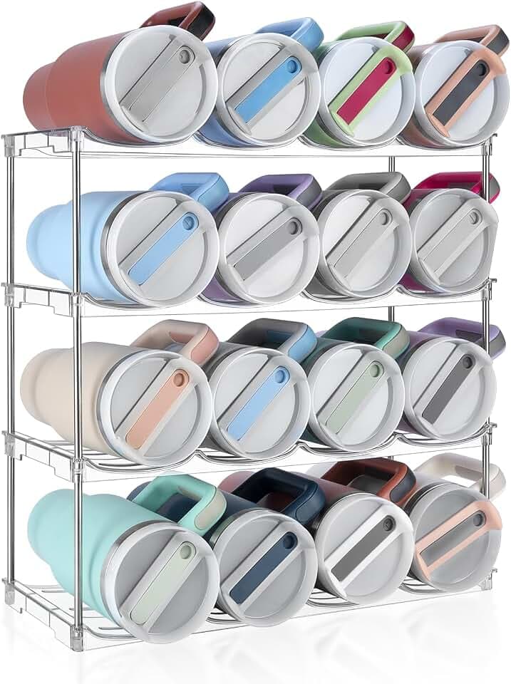 Stackable Water Bottle Organizer Large Compartment Water Bottle Holder