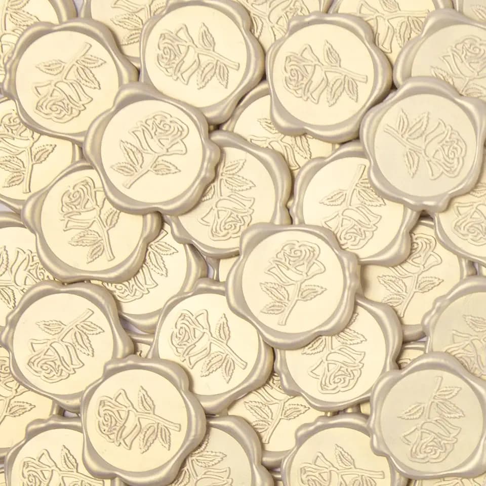 Pollize 50Pcs Rose Wax Seal Stickers, Wedding Invitation Envelope Stickers