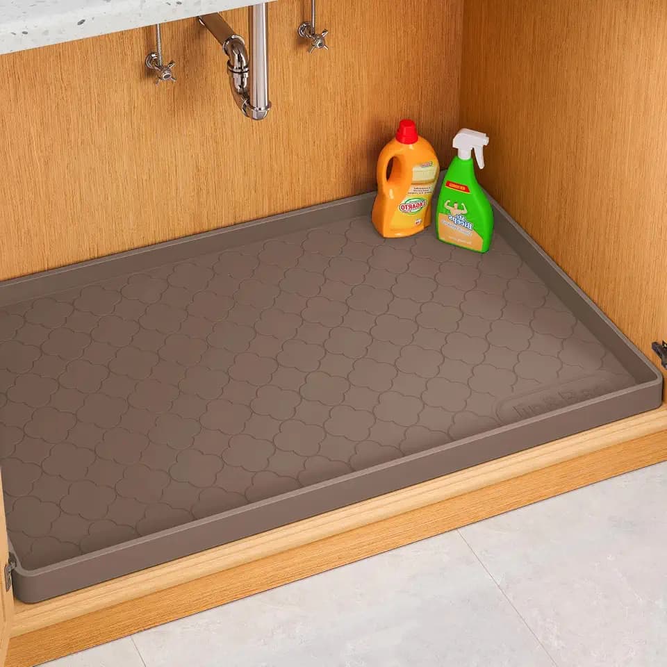 Jin&Bao Under Sink Mat 34" x 22" Waterproof Silicone Cabinet Kitchen Liner
