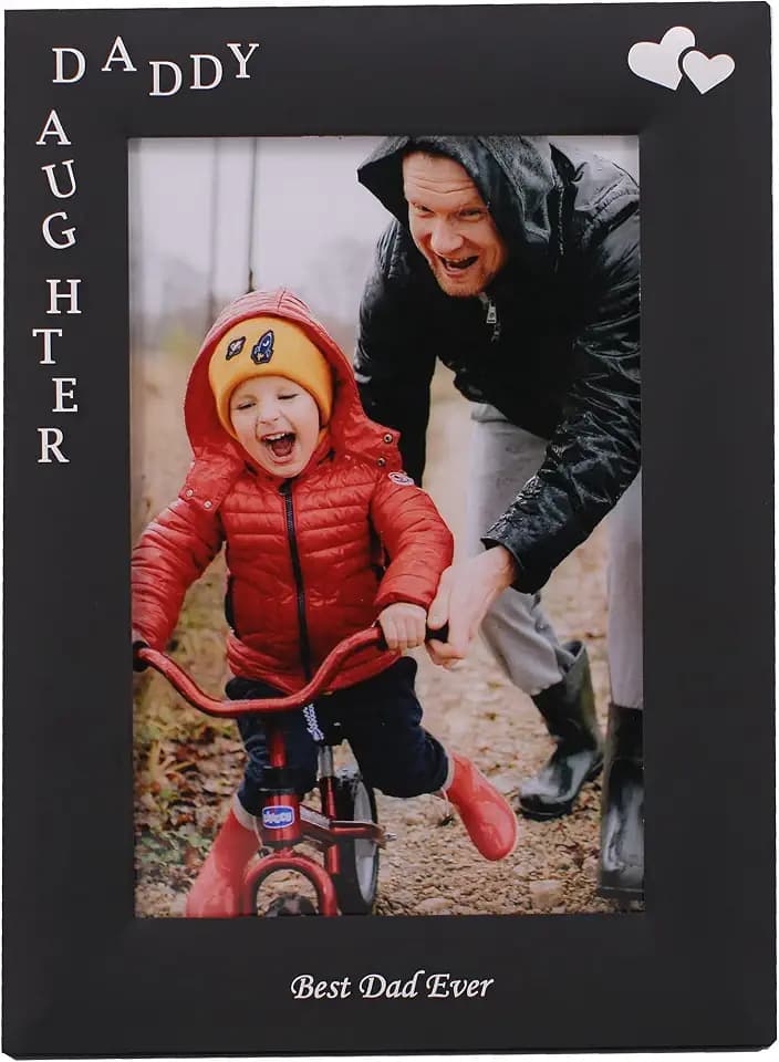 Daddy & Daughter Best Dad Ever Gift for Dad from Daughter, Black Metal Engraved 4 by 6 inch Vertical