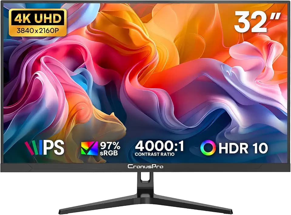 32 Zoll 4K Monitor, UHD (3840 x 2160) IPS Panel, 4000:1, 97% sRGB