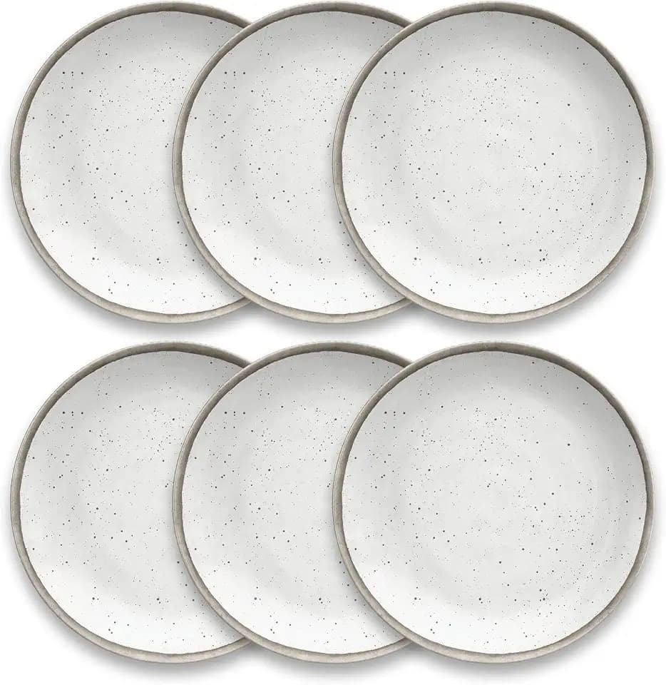 Retreat Pottery Merge Bamboo Dinner Plate - White - 10.5" - Set of 6