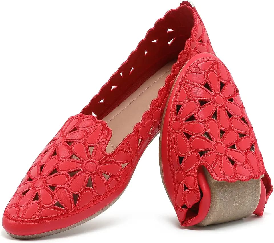 HEAWISH Women's Floral Ballet Flats Slip On Dress Shoes