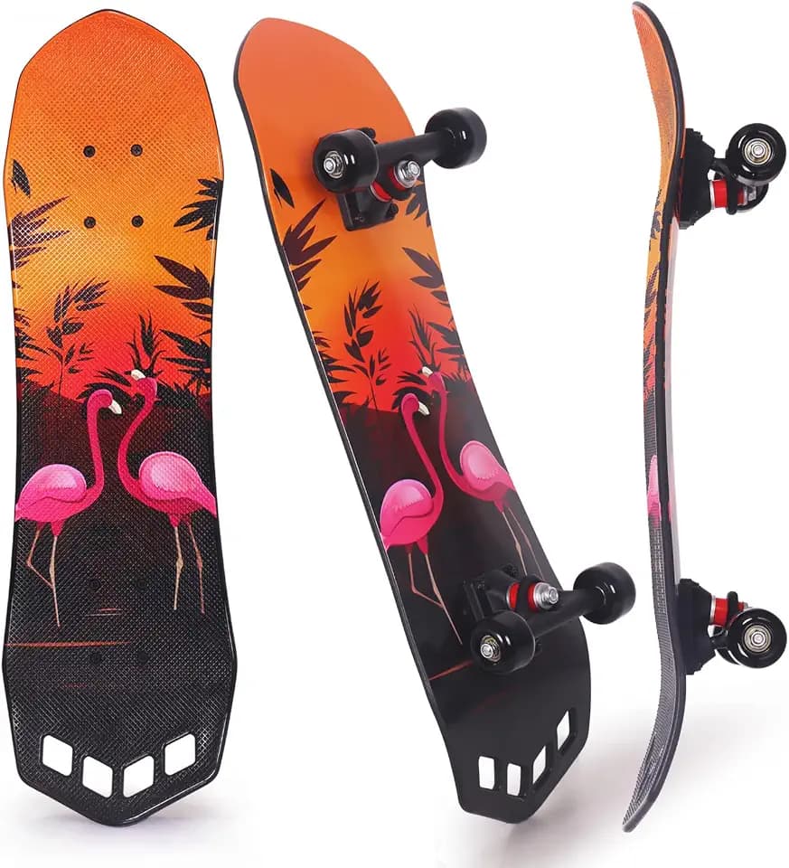 Nattork 27"x 8" Complete Skateboard for Beginners Youth Teens Kids Boys or Girls with Plastic Deck ABEC 7 Bearings