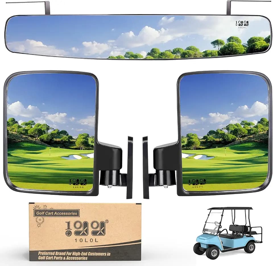 10L0L Golf Cart Mirror for Yamaha EZGO Club Car Side & Rear View Mirrors