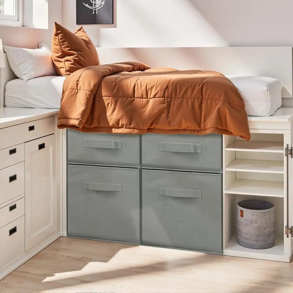 Weysat Stackable Under Dorm Bed Storage Container, 18.5'' x 23.6'' Gray