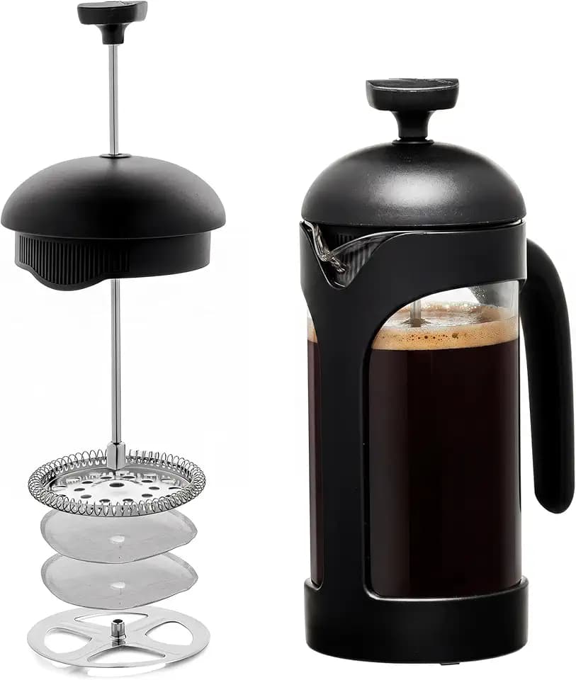 OVENTE 12oz French Press Coffee Maker with 4-Level Filtration, Black FPB12B