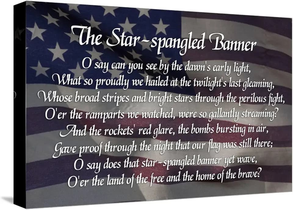 ART.COM Stretched Canvas Print Star-spangled Banner Lyrics, 18" x 12"