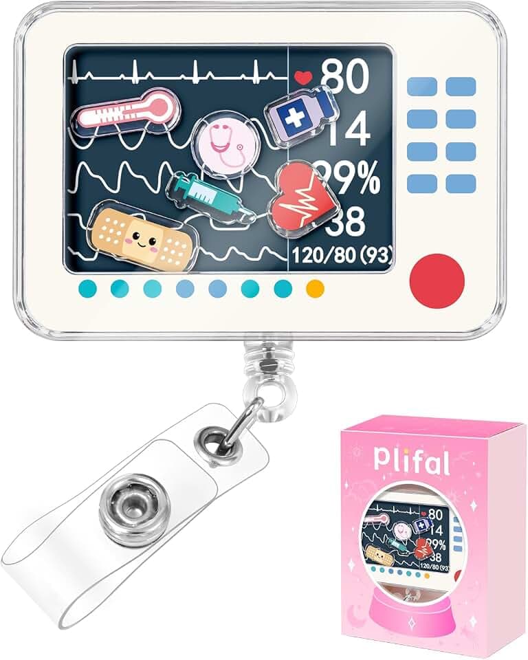Plifal Cute EKG Electrocardiogram Nurse Shaker Badge Reel