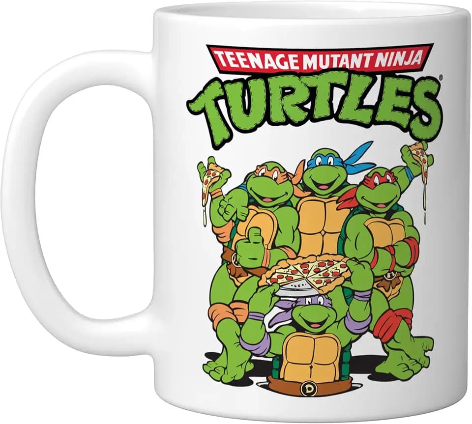 Teenage Mutant Ninja Turtles Pizza Crew T-Shirt Ceramic Mug, White, 11oz
