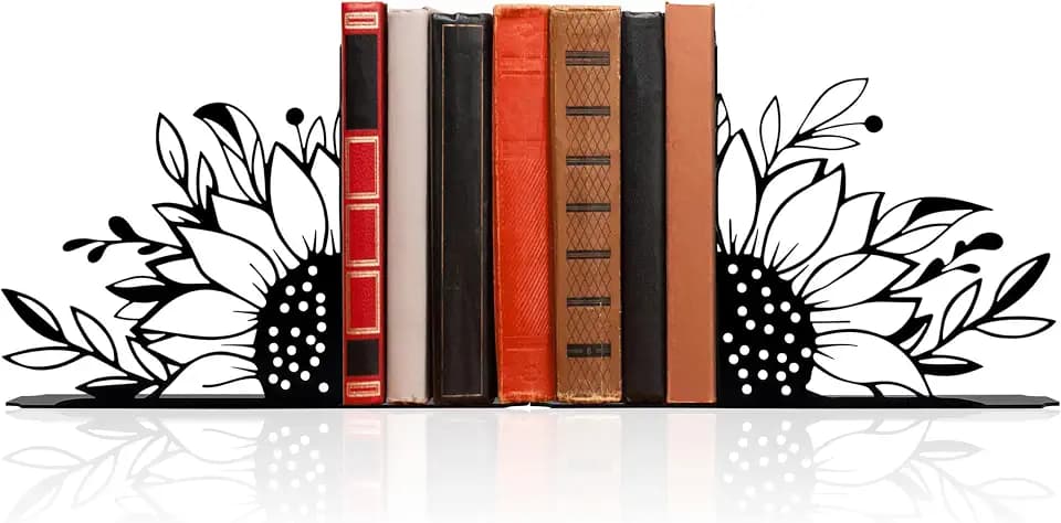 Sunflower Decorative Bookends - Unique and Novelty Flower Bookends for Shelves, Cute and Durable Book Holders