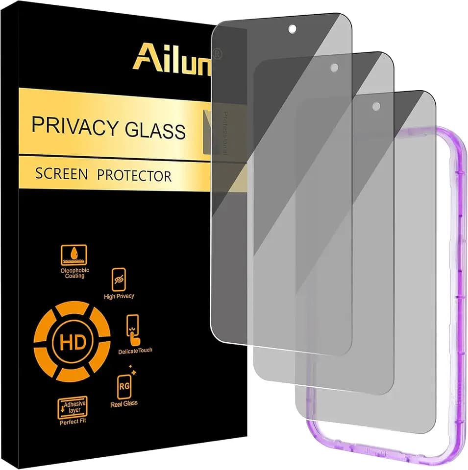 Ailun 3 Pack Privacy Screen Protector for iPhone 17 Pro Max, Tempered Glass