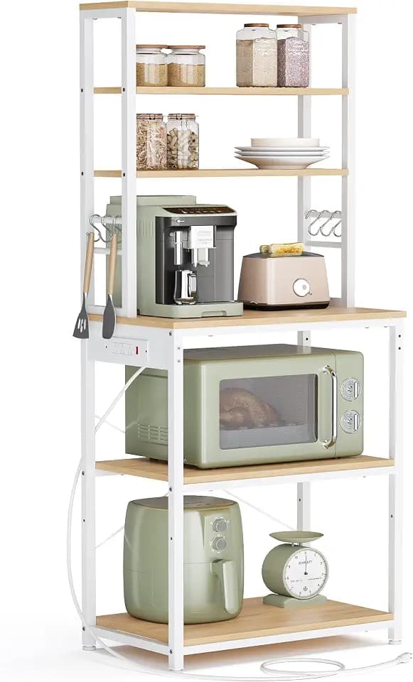VASAGLE Coffee Bar, 23.6 Inches 6-Tier Baker's Rack with 6 Hooks