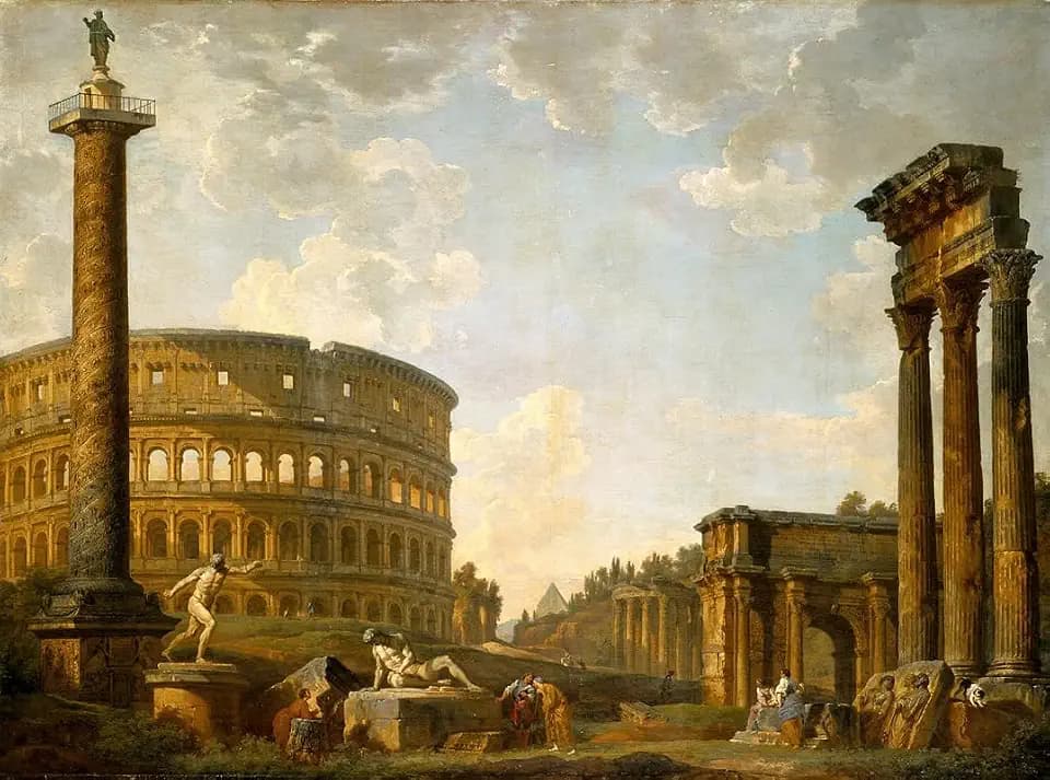 Roman Capriccio;The Colosseum and Other Monuments (1735) Poster Print by Giovanni Paolo Panini (24 x 36)
