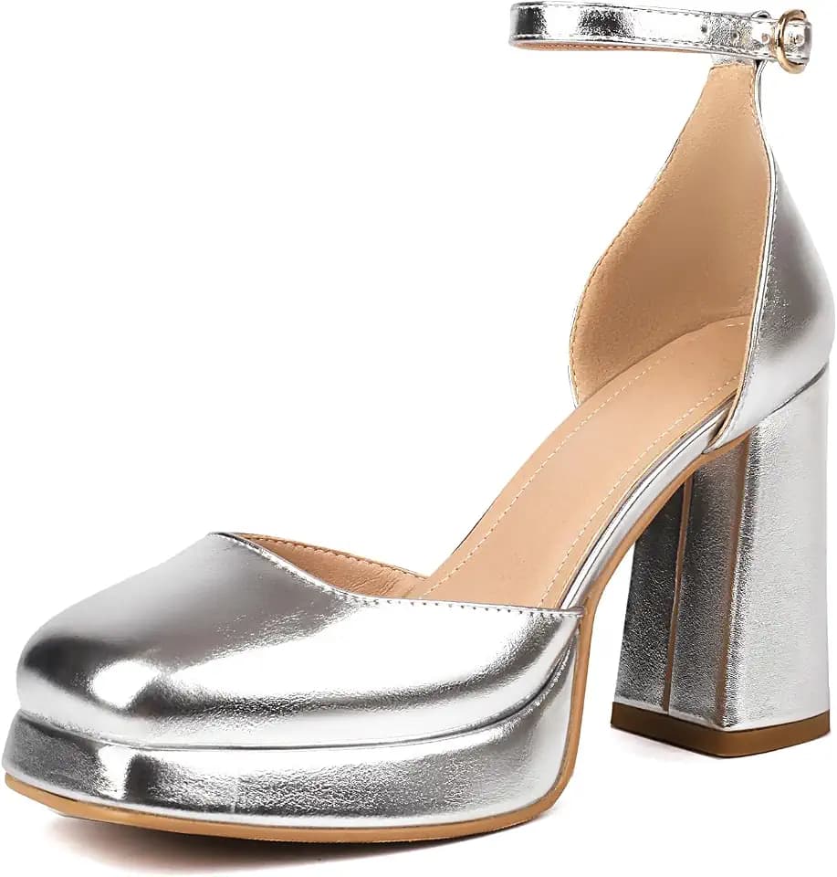 XIEDA Women's Closed Toe Platfrom Chunky Heels