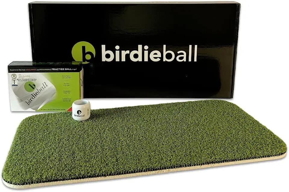 BirdieBall Golf Mat Set with 12 Practice Golf Balls, Golf Hitting Mat