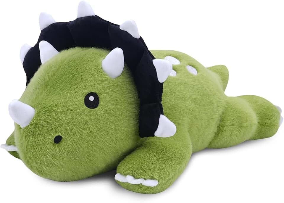 SQEQE Weighted Triceratops Dinosaur Plush, Weighted Stuffed Animal Dinosaur for Comforting Hugs, Soft Plushie Toy Pillow Gift for Kids, Valentines Birthday Decoration 13.8 Inch, 1.7 Lb