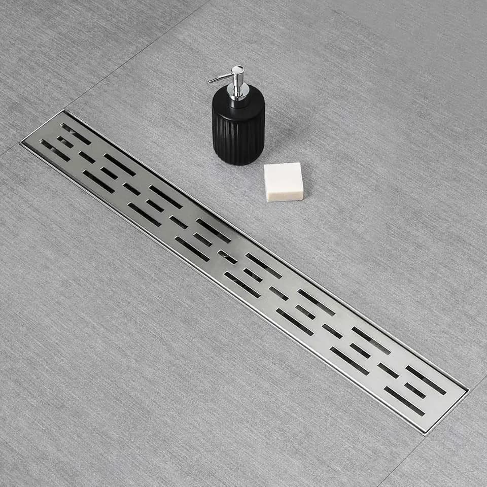 SaniteModar Linear Shower Drain, Shower Drain 36 inch High Flow Rate Removable Grate, Brushed 304 Stainless Steel Linear Drain with Hair Strainer & Adjustable Leveling Feet