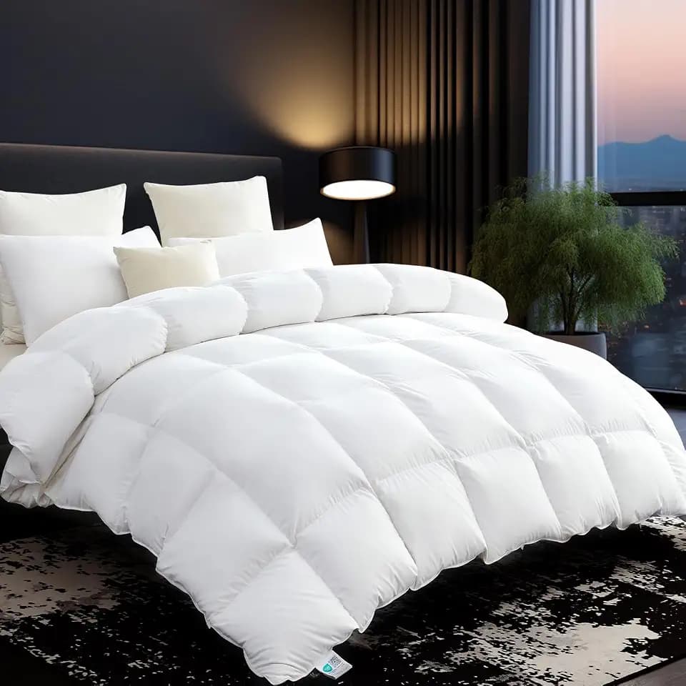 Organic 75% Goose Down Comforter King Size, All Season Duvet Insert