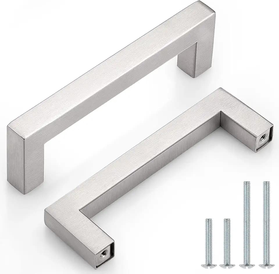 Probrico 30 Pack 4 Inch Satin Nickel Cabinet Pulls Stainless Steel, Door Cabinet Handles,Drawer Dresser Pull Knobs Kitchen Furniture Hardware for Cupboard Wardrobe,Total Lenght:4-1/2 Inch (114mm)