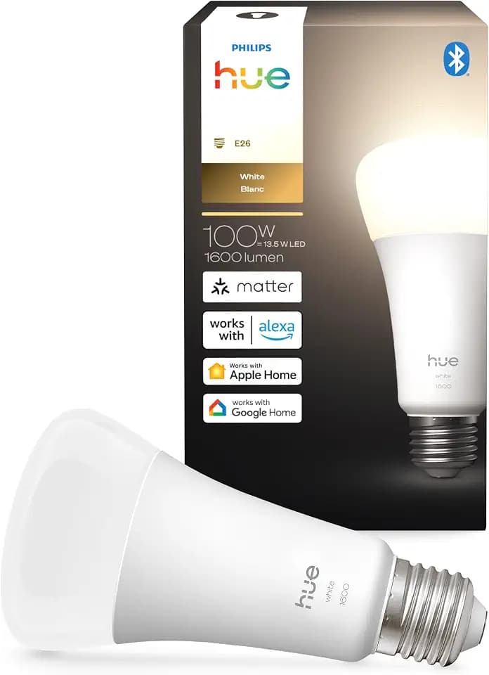 Philips Hue Smart LED A21 Bulb 1-Pack, Warm White Light 2700K, E26 Base, 13.5W, 1600 Lumens, Dimmable LED Bulbs, Works with Alexa, Google Assistant, and Apple Home