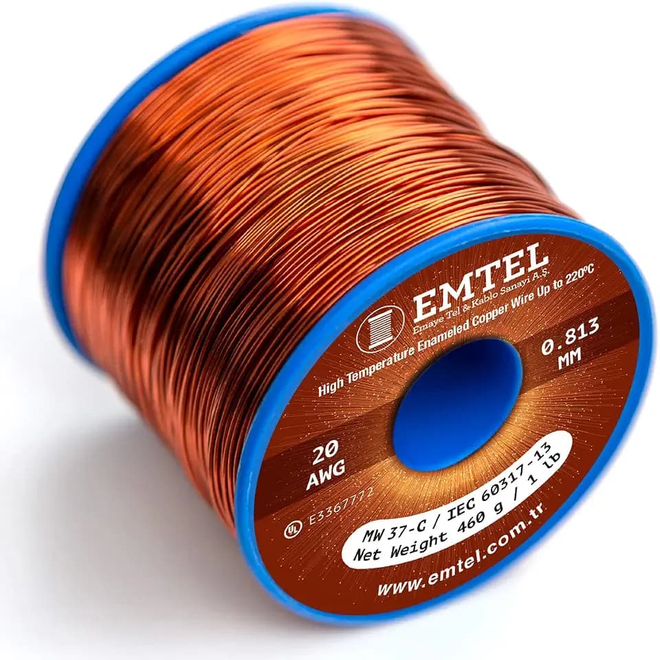 Emtel 20 AWG Magnet Wire - 1 lb Enameled Copper Winding Wire