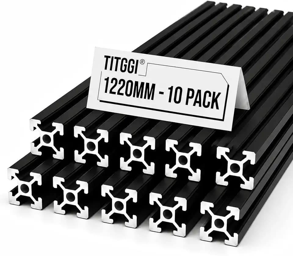 10 Pack 48" Black 2020 T-Slot Aluminum Extrusion, 1220 mm