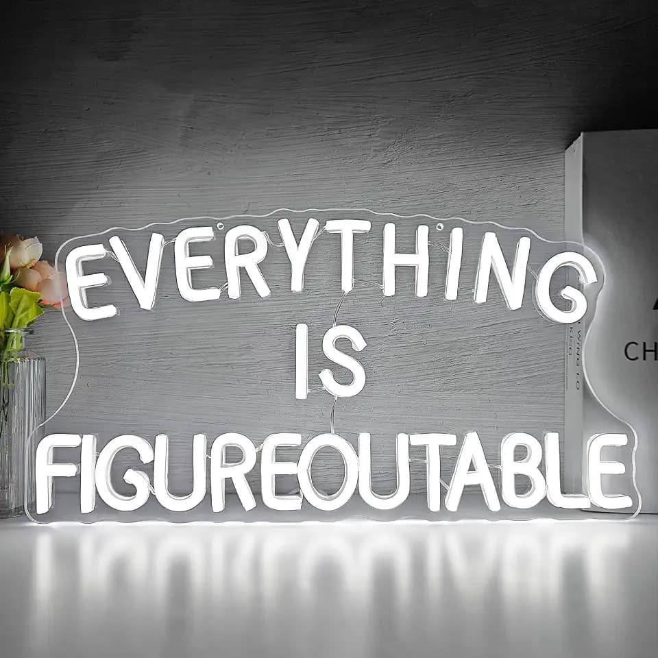 Everything is Figureoutable Neon Sign Dimmable Inspirational Neon Wall Art Motivational Neon Lights for Classroom Office Home Wall Decor Positive Gifts