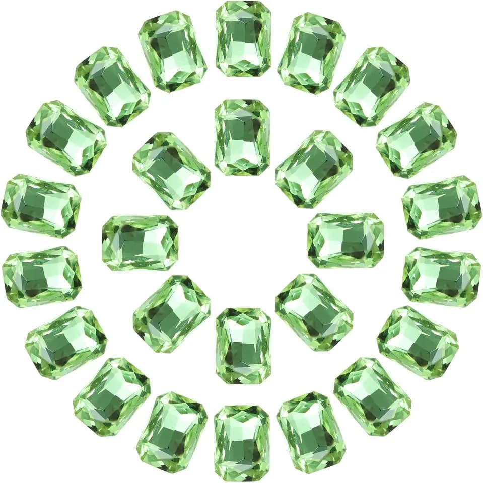 MECCANIXITY 50pcs Octagon Rectangle Rhinestones 13x18MM Fruit Green