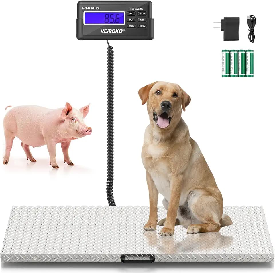 Precision Livestock Scale,1100lb×0.2lb Large Dog Scale (40.7"×20.9")