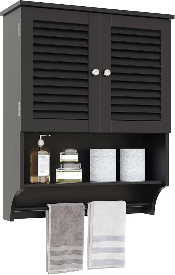 ChooChoo Bathroom Wall Cabinet with Towel Bar and Ample Storage