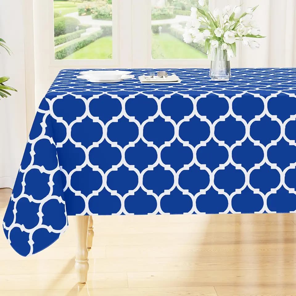 Smiry Rectangle Table Cloth, Flannel Backed Vinyl Tablecloth, 60"x102"