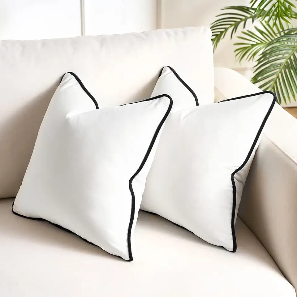 White Throw Pillow Cover Velvet Cushion Covers 16x16 Pillow Covers Set of 2 Soft Luxury Throw Pillow Cover Boho Double-Colored Cushion Case with Invisible Zipper for Couch Sofa Bedroom Car Decor