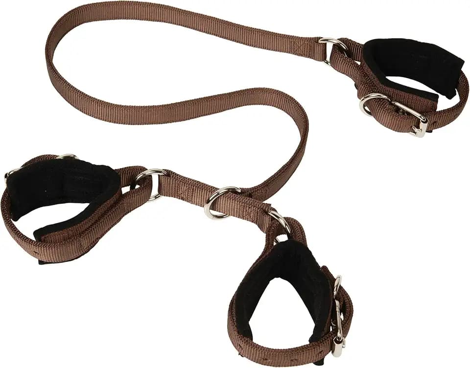 Weaver Equine 3-Way Brown Horse Hobble, Snug Felt Lined Nylon Hobble with Nickel Plated Hardware, Adjustable Horse Hobbles to Curb Pawing, Kicking