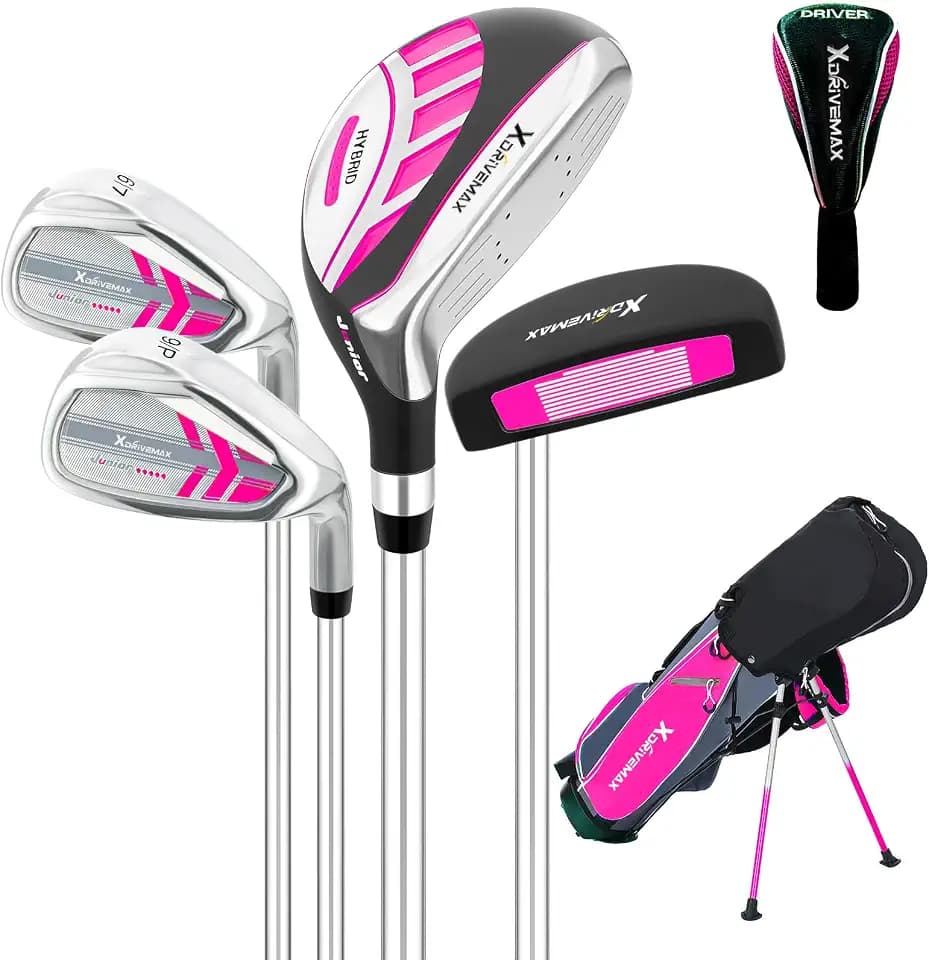 XDriveMax Junior Golf Club Set for Kids Ages 4-12, 5-6 Piece Right Hand Set with Stand Bag