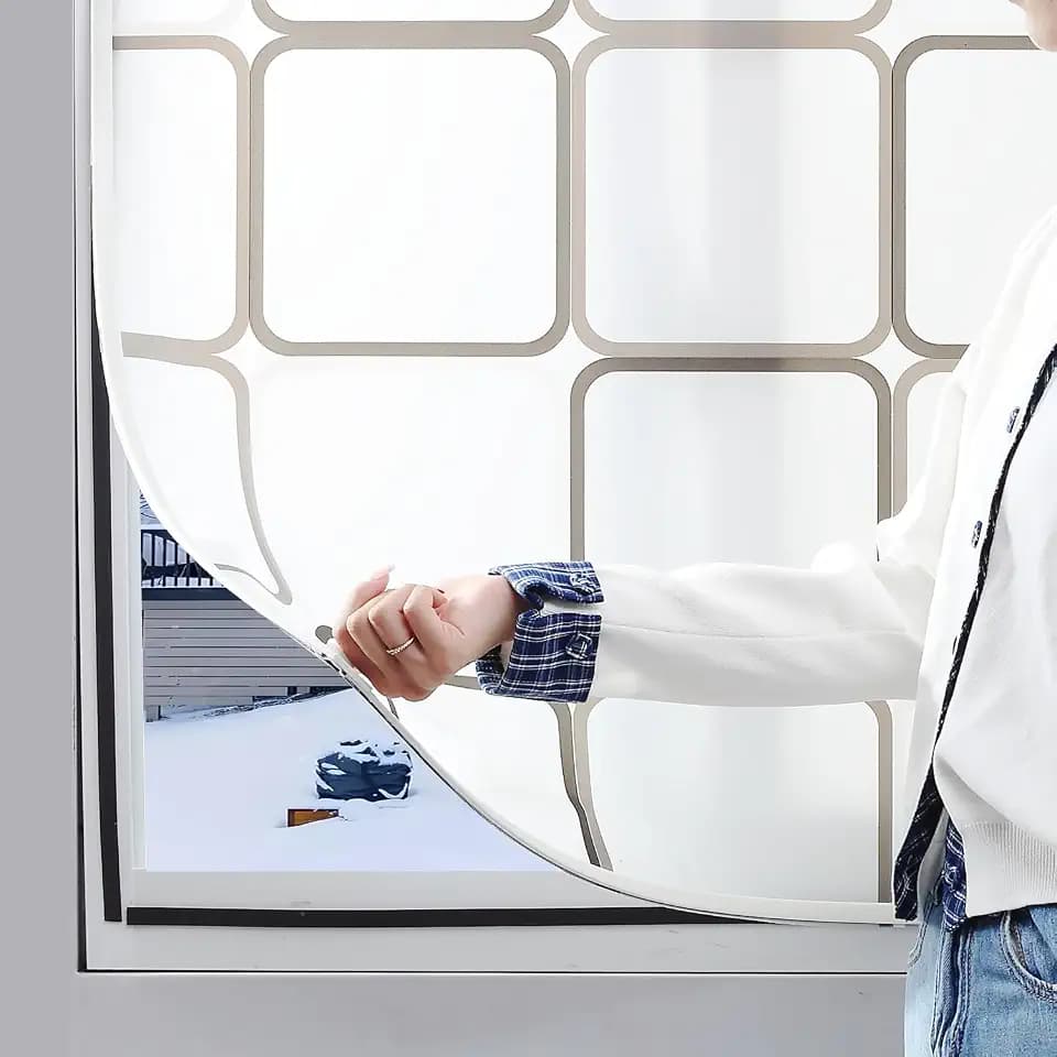 DIY Magnetic Window Insulation Kit Matte Frosted Privacy Film for Window Summer Heat Blocker or Winterizing Cold Cuttable Covering(48"x44")