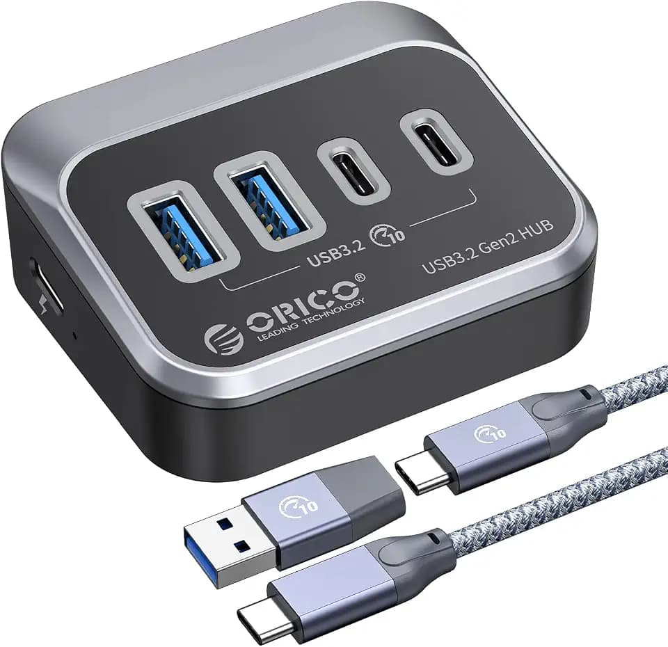 ORICO 4 Port USB Hub 3.2 Gen 2 auf 2 Typ-A und 2 Typ-C, 10Gbps Datenhub USB Verteiler, USB3.2 Hub für MacBook, PS5, PC, Desktop Computer, Laptops, 0.5M